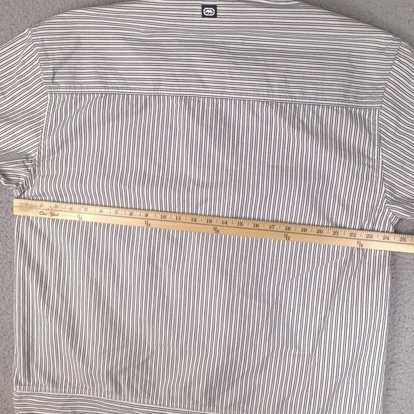 Ecko Unltd Shirt Mens XL White Striped Button Down Classic Material Short Sleeve - Picture 10 of 14
